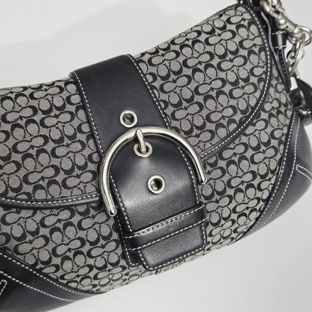 EXCELLENT VINTAGE COACH Y2K MINI SIGNATURE SOHO BUCKLE FLAP SHOULDER BAG 6818 - Picture 3 of 11